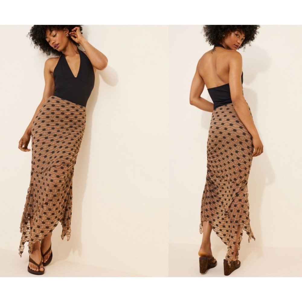 Free People Y2K Margot Convertible Maxi Skirt Dress Ruched Mesh Whimsy Goth XS